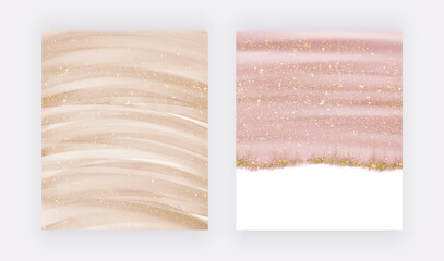 Rose gold and nude watercolor with glitter luxury backgrounds for invitations, cards, banners
 