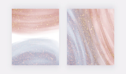 Blue with pink glitter watercolor backgrounds
