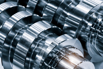 Industrial open mixer in food industry close-up. Metal details industrial design background