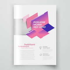 Flyer Cover design template Squares abstract shape style violet color
