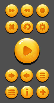 Game button collection, collection of fantasy and glossy buttons