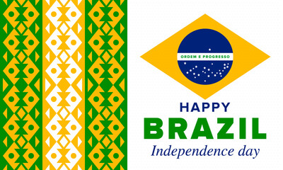 Brazil Independence Day. Happy national holiday. Freedom day. Celebrate annual in September 7. Brazil flag. Patriotic brazilian design. Poster, card, banner, template, background. Vector illustration