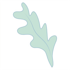 Abstract green oak leaf. Vector illustration icon in flat design. Decorative plant element to decorate the composition close-up. Delicate shades, transparent background.