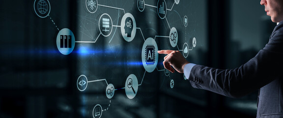 Artificial intelligence Machine Learning Technology Business Concept. Abstract city