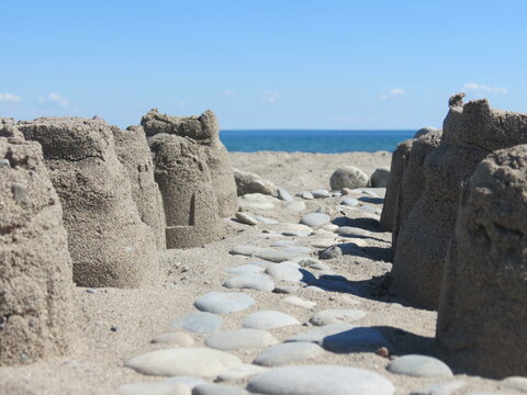 sand castle on the beach.