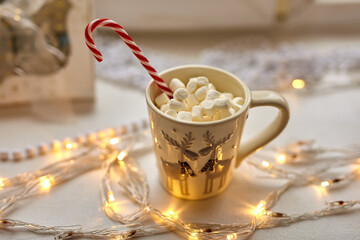 Cup of Chocolate with Marshmallows, Christmas Decorations
