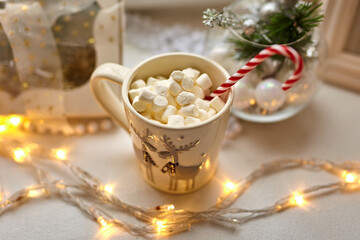 Cup of Chocolate with Marshmallows, Christmas Decorations