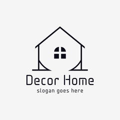 decor home logo vector template. interior logo sign template with simple linear style.
