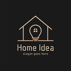 Home decor logo vector with light bulb sign. interior logo sign template with simple linear style.