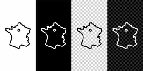 Set line Map of France icon isolated on black and white background. Vector