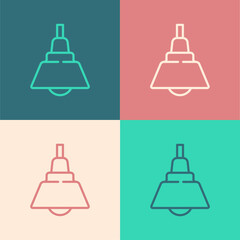 Pop art line Chandelier icon isolated on color background. Vector