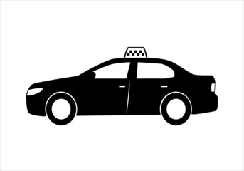 Taxi car icon in flat style isolated on a white background. City transport icon. Taxi car symbol.