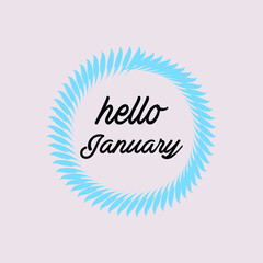 Hello January Month Hand Lettering png With Flowers