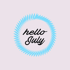  Hello July Month Hand Lettering png With Flowers