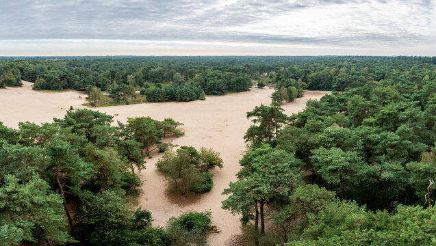 Herperduin nature reserve nearby dutch city Oss, Province North Brabant, as seen from observation tower