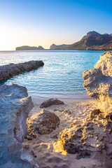 Fototapeta premium Famous sandy beach of Falasarna at the north west of Chania, Crete, Greece.