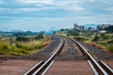 Fototapeta na wymiar Urban landscape with railroad tracks