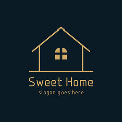 Fototapeta premium decor home logo vector template. interior logo sign template with simple linear style.