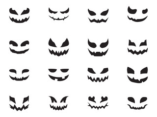 Happy Halloween set of pumpkin face design vector template