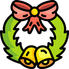 christmas wreath line icon