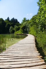 wooden bridge in the national park plitvicer lakes croatia 