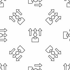 Grey line Football or soccer player icon isolated seamless pattern on white background. Vector