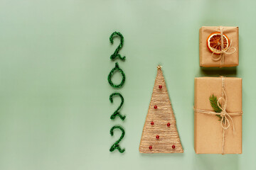 Minimalistic layout, new year and christmas concept