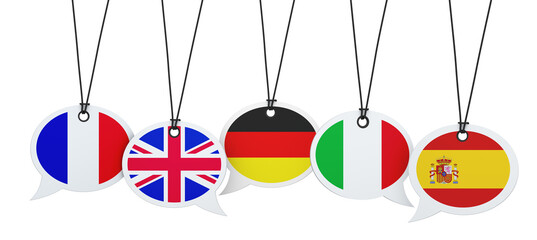 Multilingual Customer Service Support International Languages Flags Icons - obrazy, fototapety, plakaty
