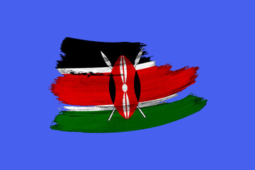creative national grunge flag, brushstroke Kenya flag on black isolated background, concept of politics, global business, international cooperation, basis for designer