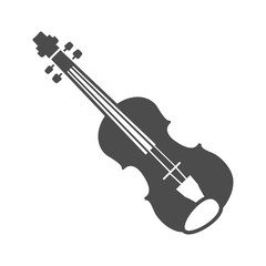 Fototapeta na wymiar Monochrome violin icon vector illustration. Classical wooden strings musical instrument isolated