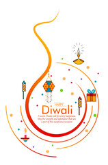 Happy Diwali, Festival of lights ,Vector illustration and Beautiful greeting card for celebration of shubh deepawali - 463493373