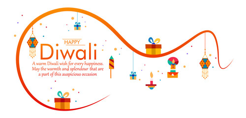 Happy Diwali, Festival of lights ,Vector illustration and Beautiful greeting card for celebration of shubh deepawali - 463493377