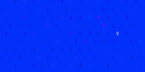 Light BLUE vector template with businesswoman signs.