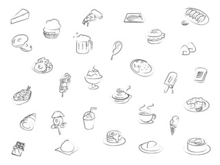 食べ物の筆書き壁紙イラスト