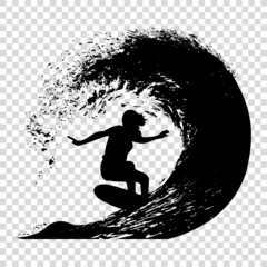 surfer on the wave vector illustration