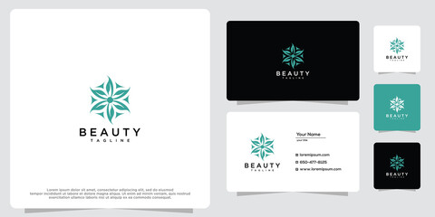 Feminine beauty salon and spa line logo design, icon and business card template.
