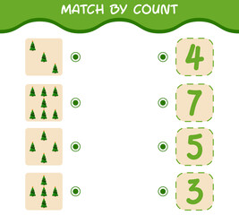 Match by count of cartoon christmas tree. Match and count game. Educational game for pre shool years kids and toddlers