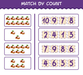 Match by count of cartoon christmas cake. Match and count game. Educational game for pre shool years kids and toddlers