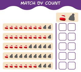 Match by count of cartoon beanie. Match and count game. Educational game for pre shool years kids and toddlers
