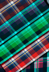 Flat lay with fabric scraps of different colors