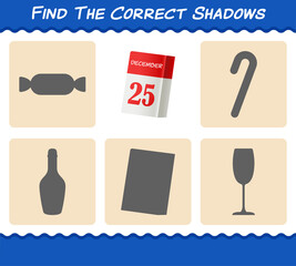 Find the correct shadows of calendar. Searching and Matching game. Educational game for pre shool years kids and toddlers