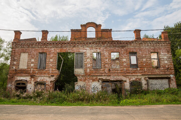 Old ruined brick house. Russia