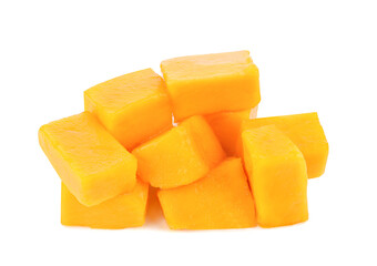 Sliced of mango isolated on white background.