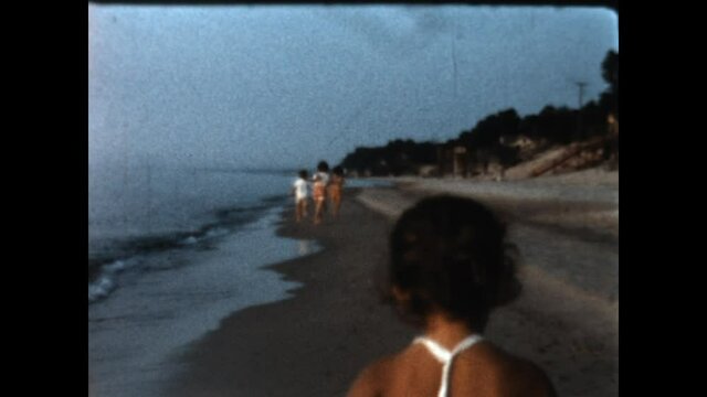 Happy Family on Lake 1955 - Children run on the beaches of Michiana Shores  