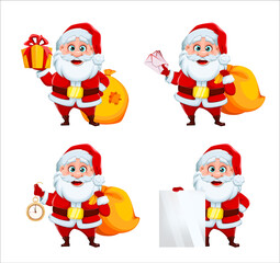 Cheerful Santa Claus, set of four poses