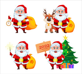 Cheerful Santa Claus, set of four poses