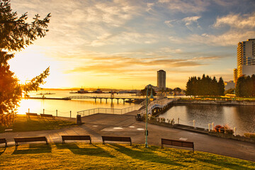 Maffeo Sutton Park, on a cold sunny autumn morning with a splendid view of the bridge