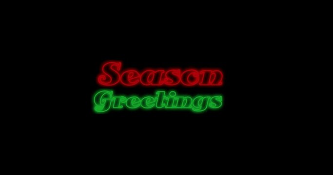 Animation of season greetings christmas text on black background