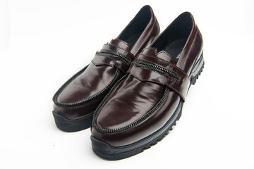 Stylish men's shoes on a white background