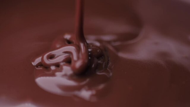 pouring melted chocolate slow motion